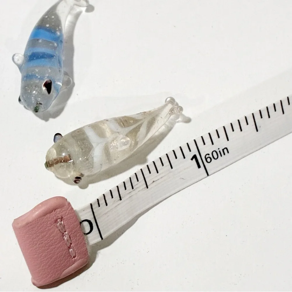 Vintage Clear Glass Mini Stripe Koi‎ Fish Lot of 2